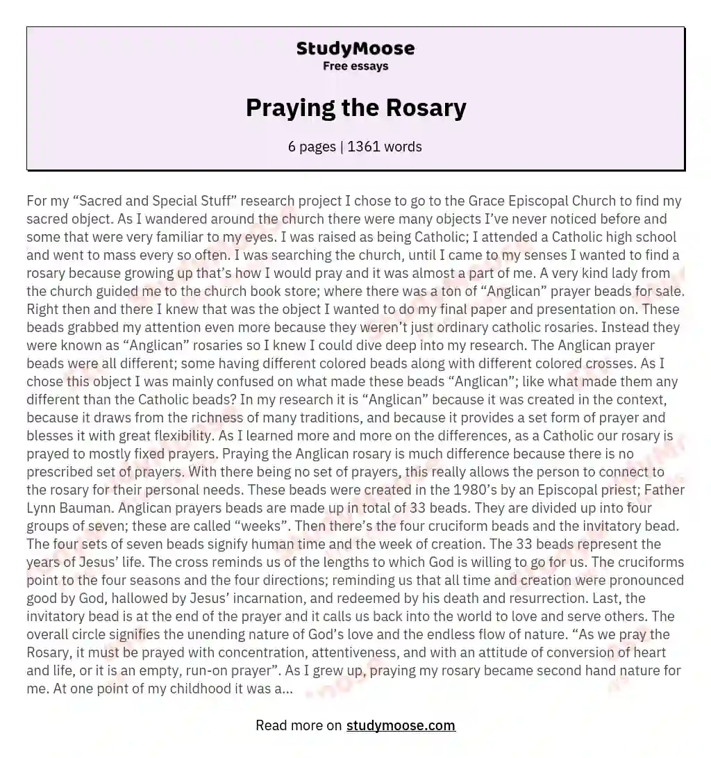 Praying the Rosary essay