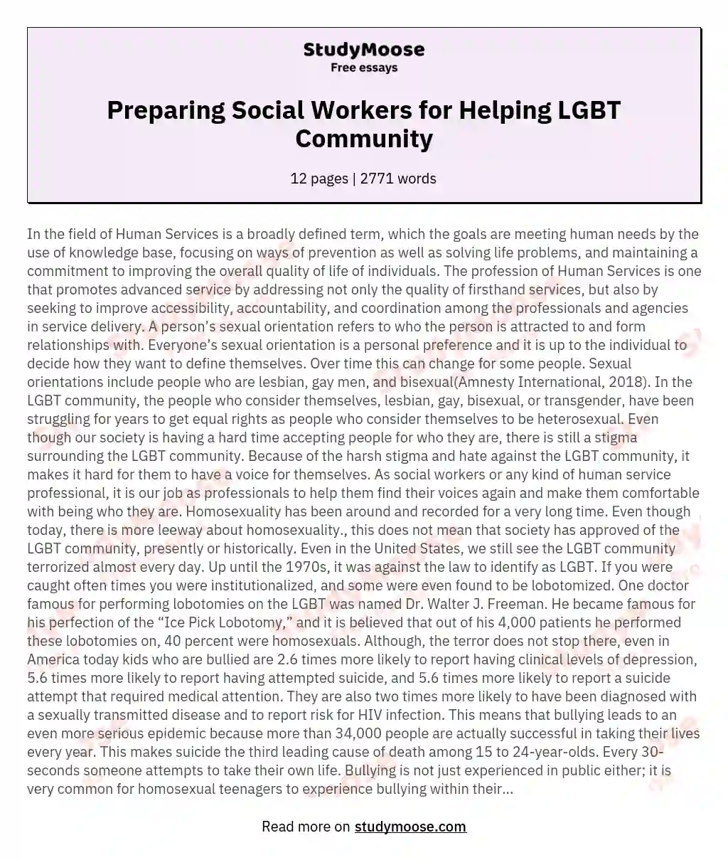 Preparing Social Workers for Helping LGBT Community
