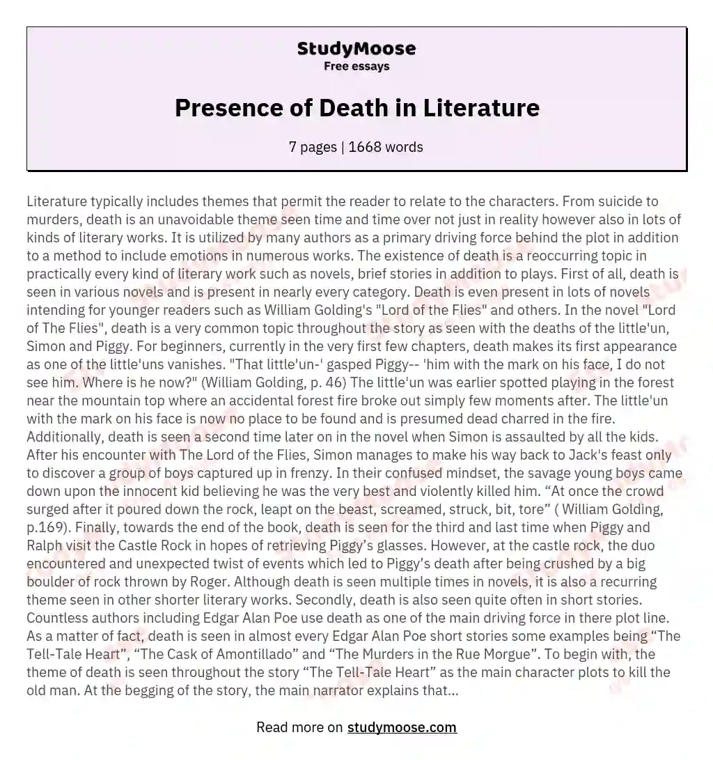 Presence of Death in Literature
