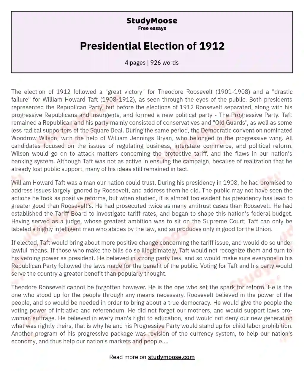 Presidential Election of 1912