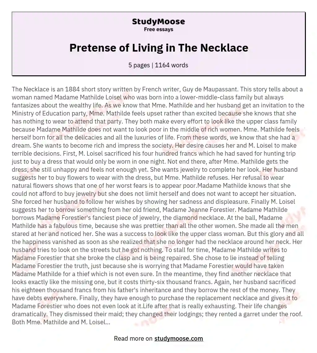 Pretense of Living in The Necklace essay