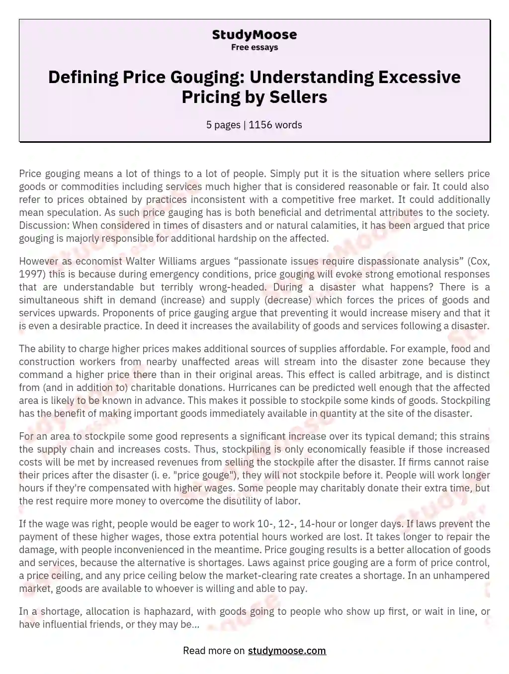 Defining Price Gouging: Understanding Excessive Pricing by Sellers