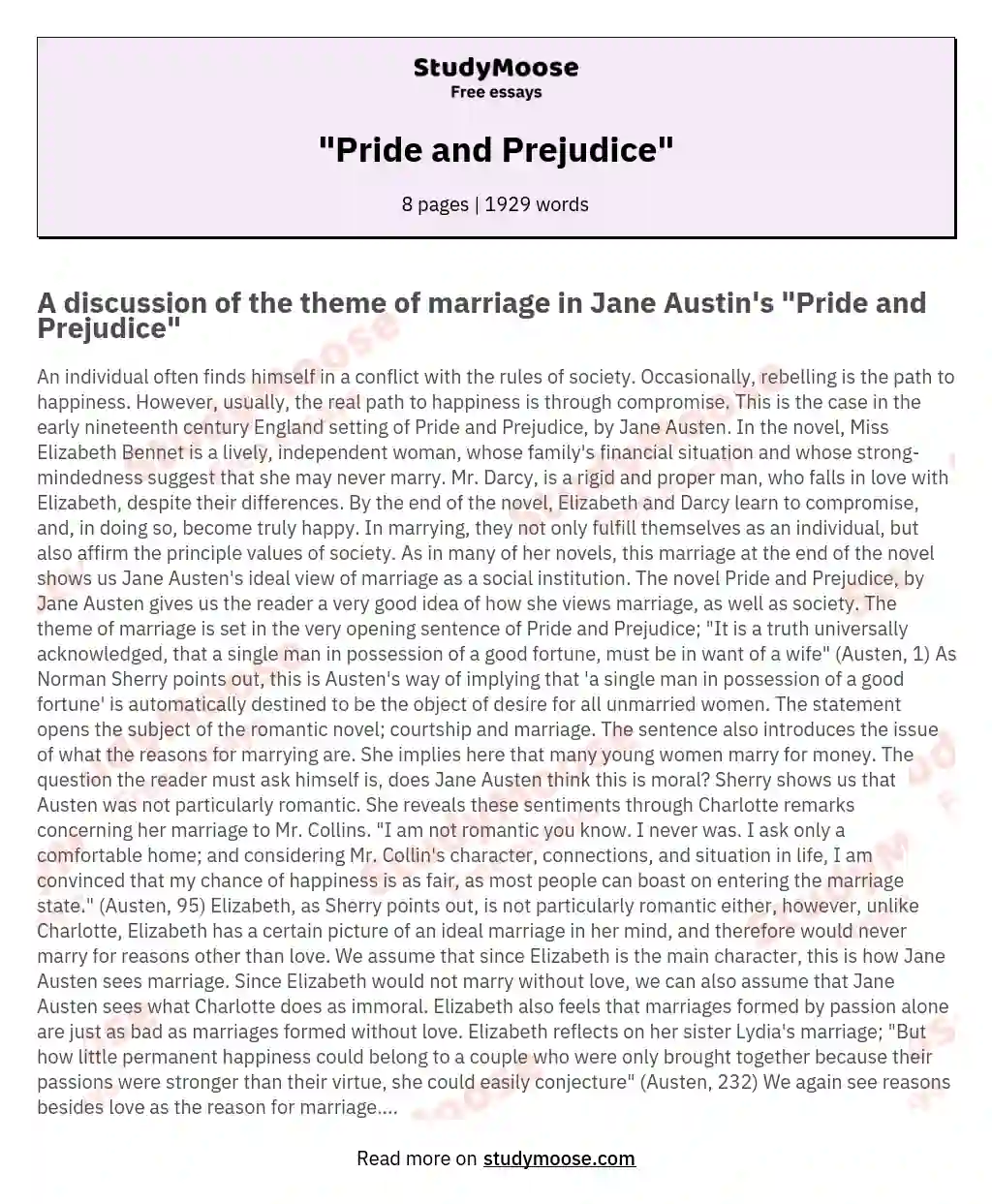 "Pride and Prejudice"