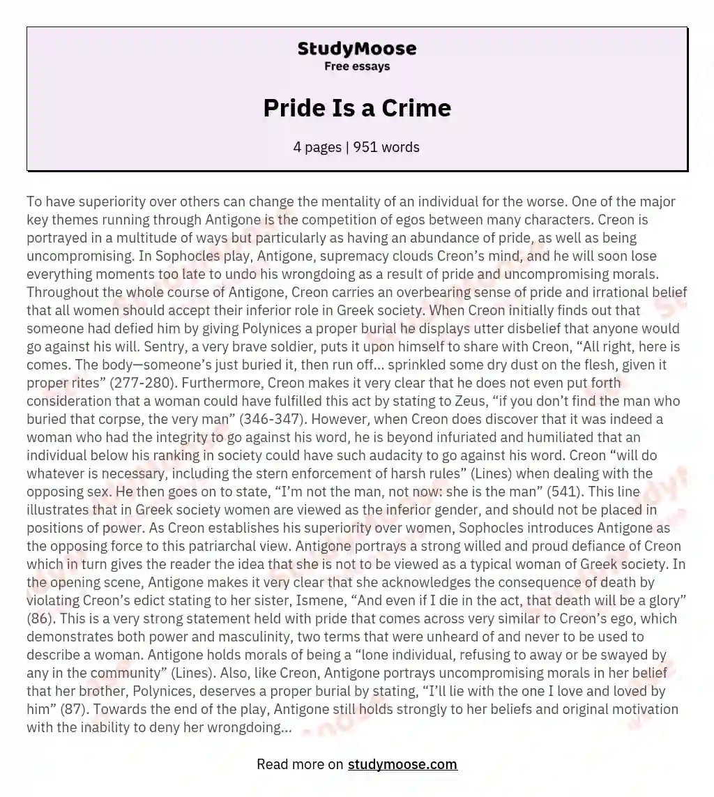 Pride Is a Crime essay