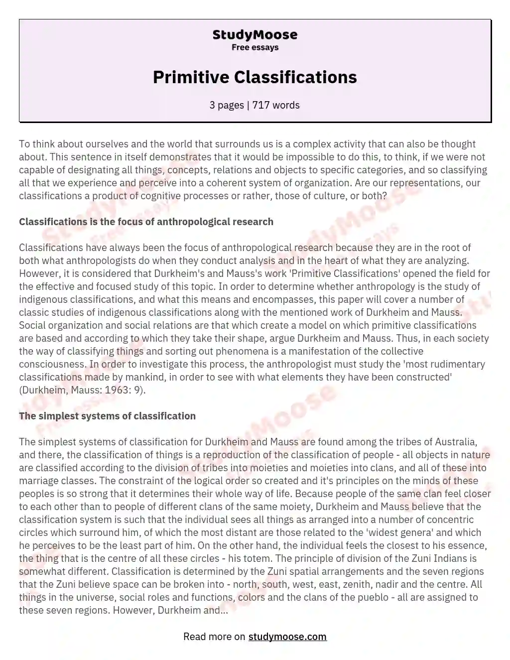 Primitive Classifications