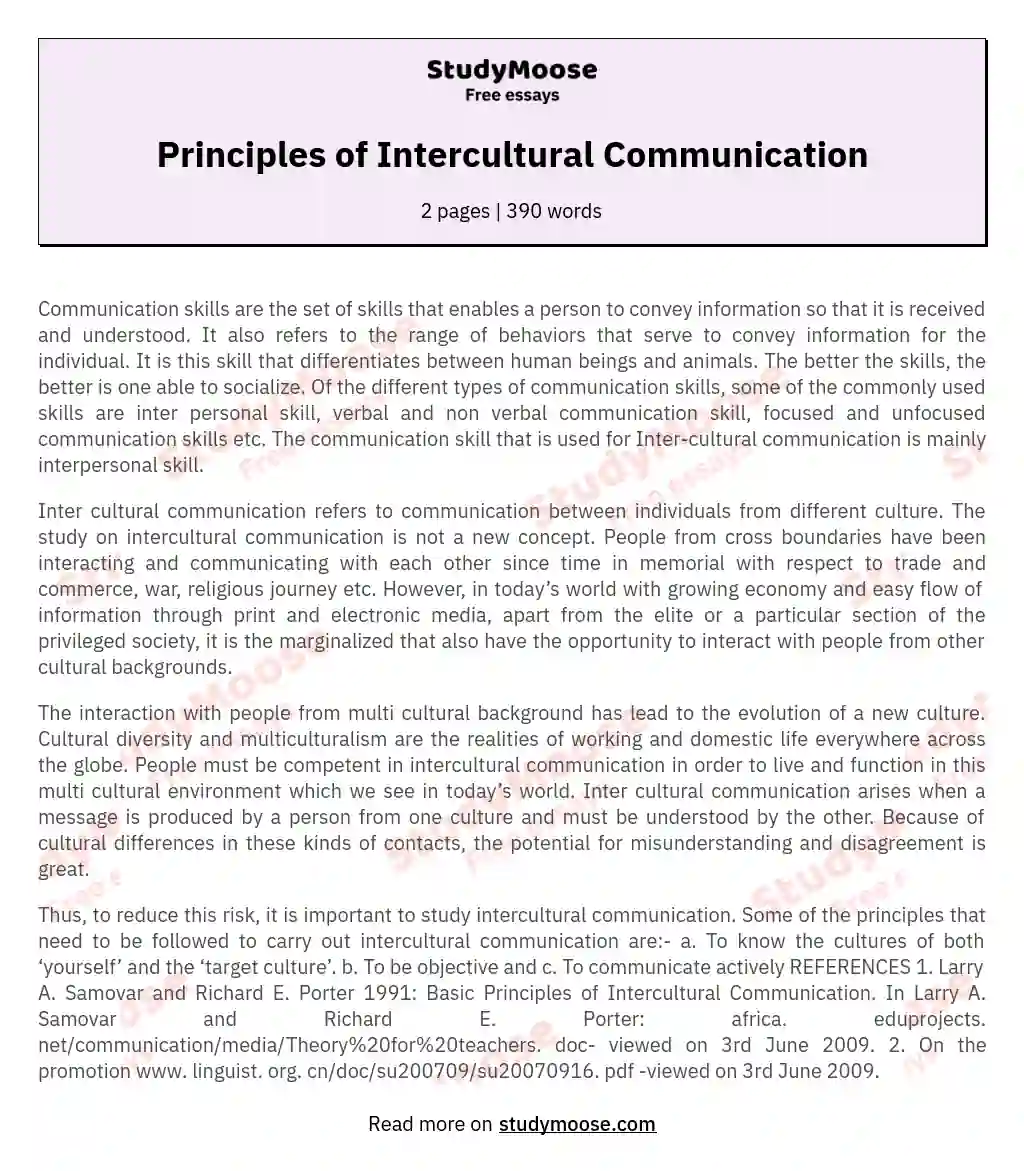 essay intercultural communication