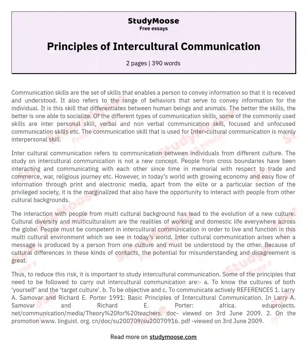 essay on intercultural communication competence