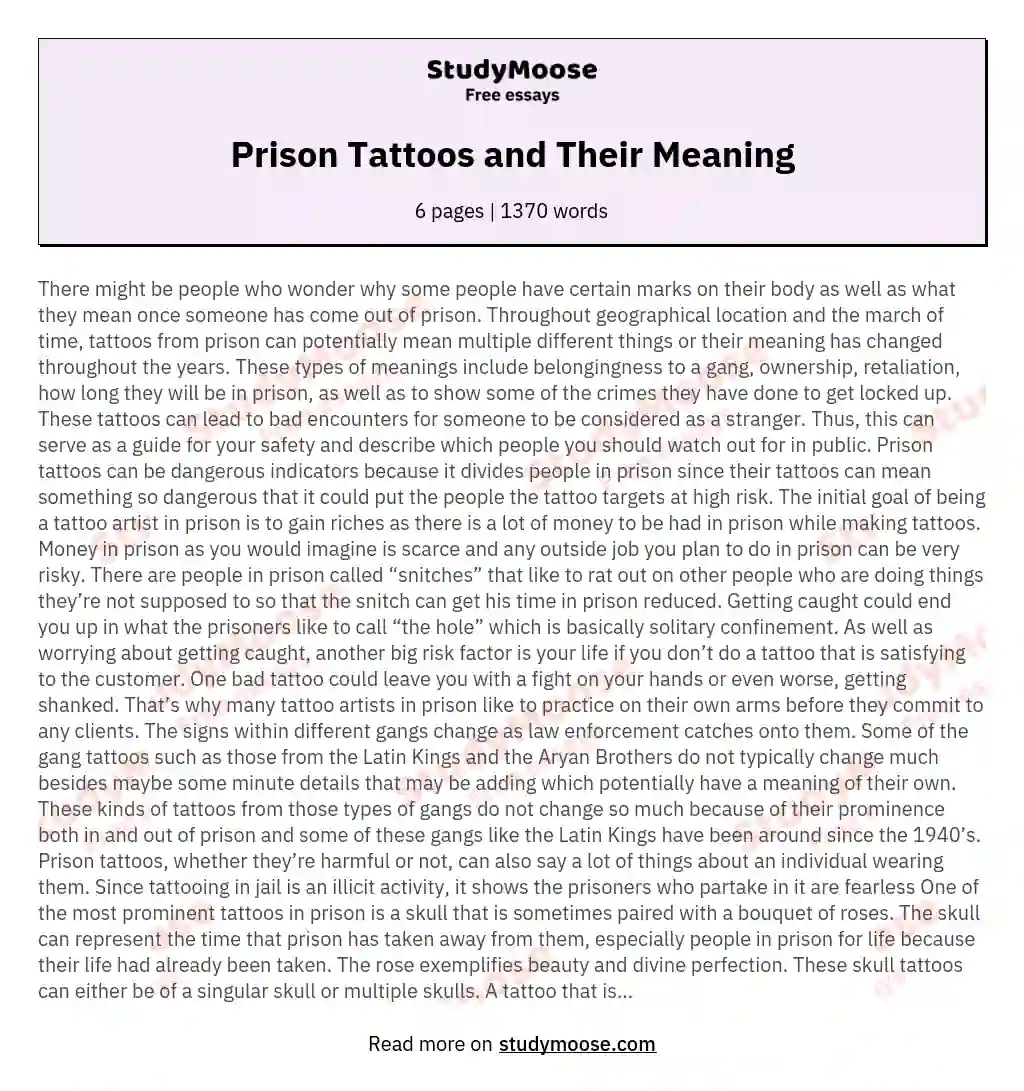 Prison Tattoos and Their Meaning essay