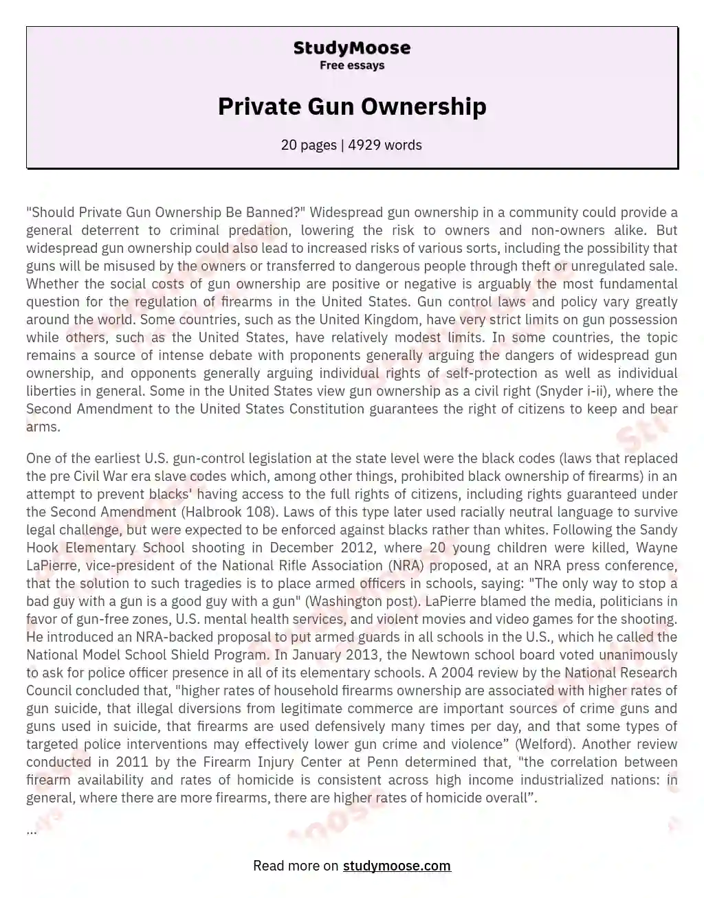 Private Gun Ownership