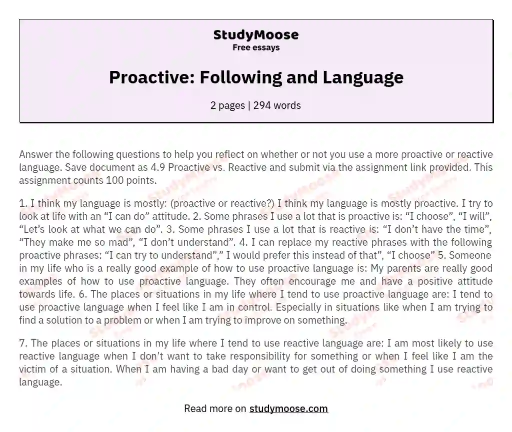 Proactive: Following and Language essay