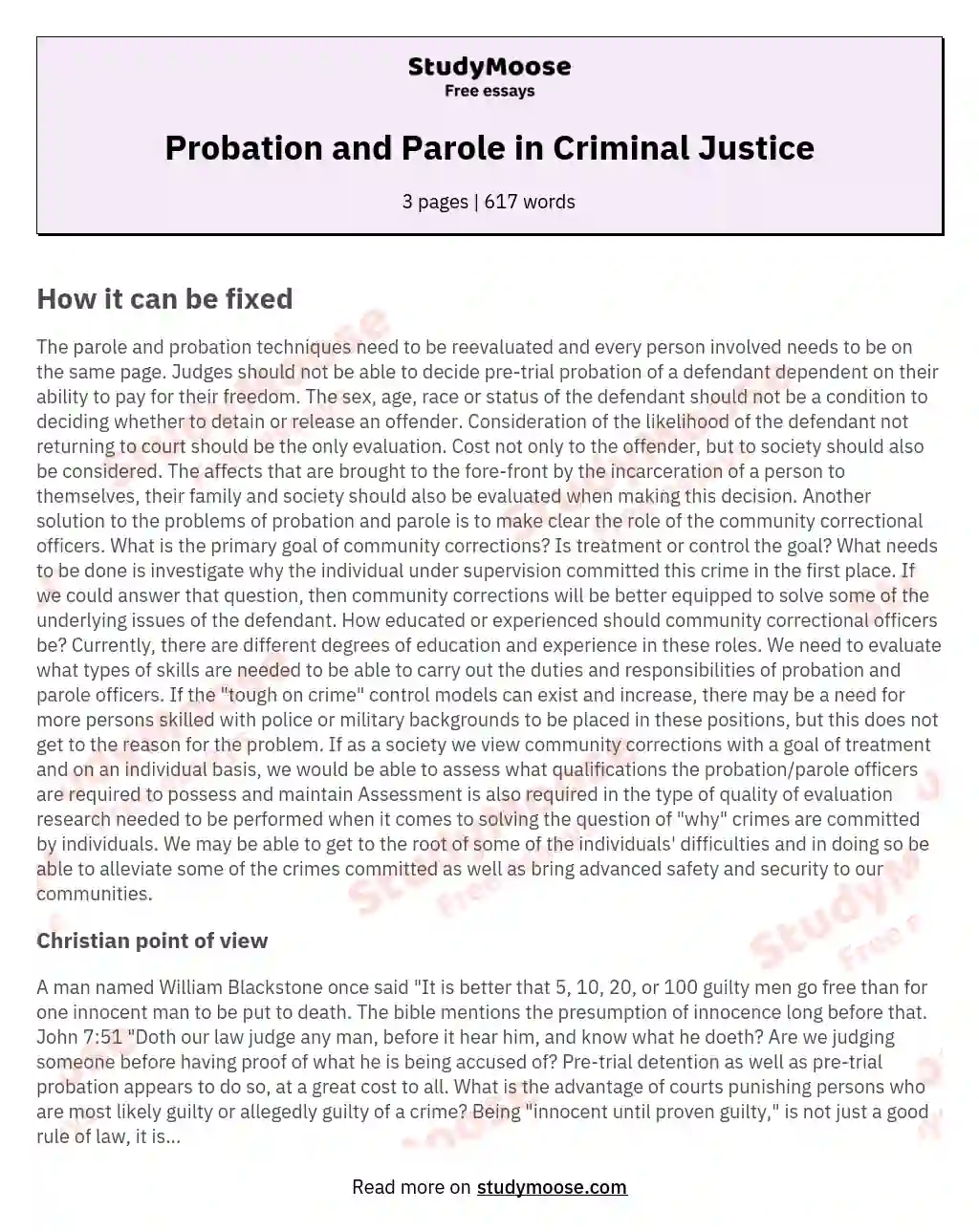 Probation and Parole in Criminal Justice
