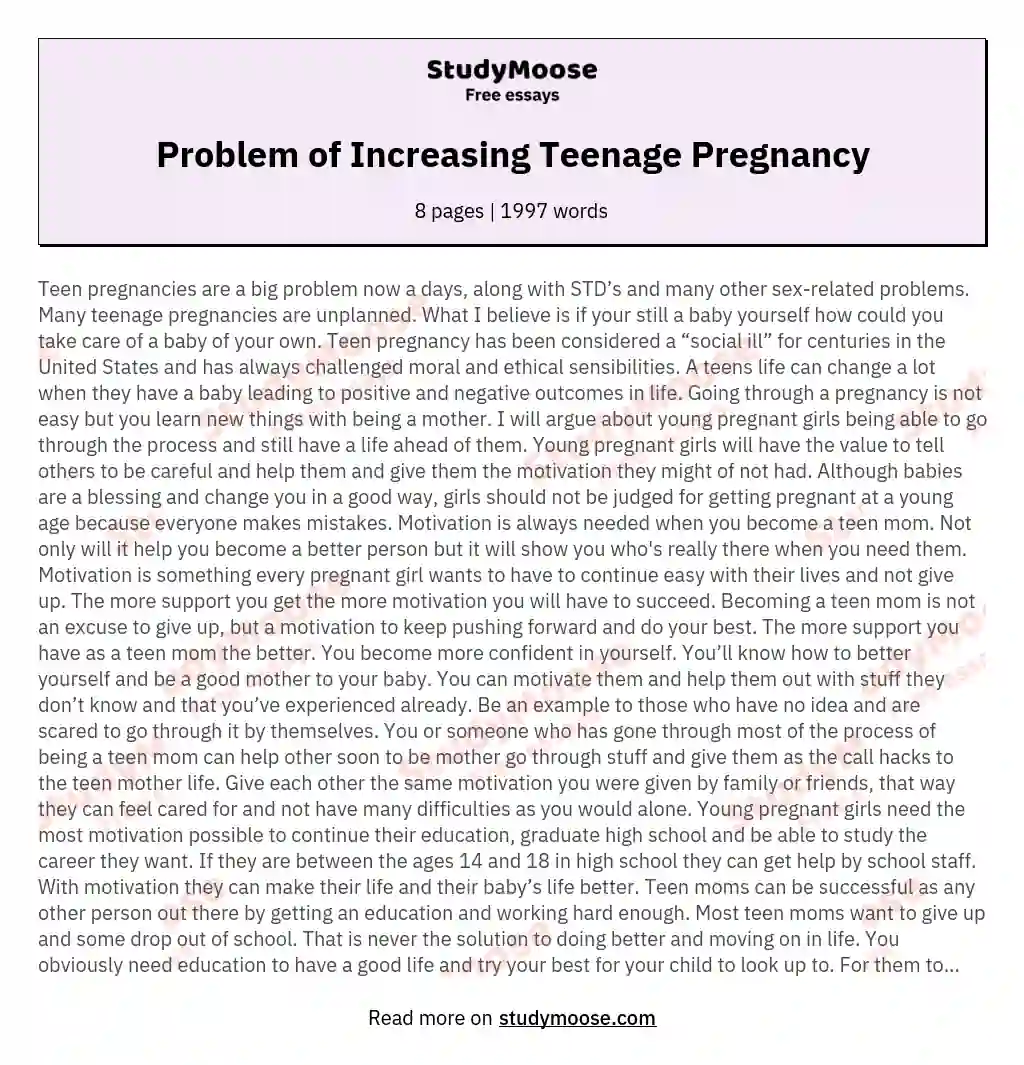 narrative essay about teenage pregnancy
