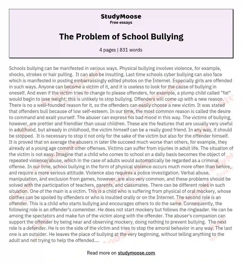 The Problem of School Bullying