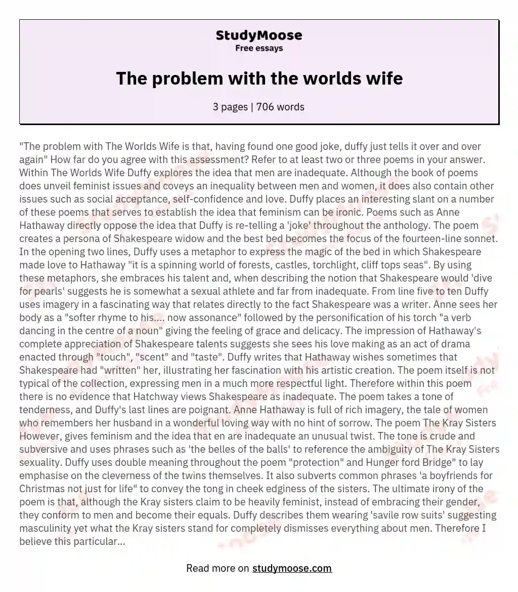 The problem with the worlds wife essay