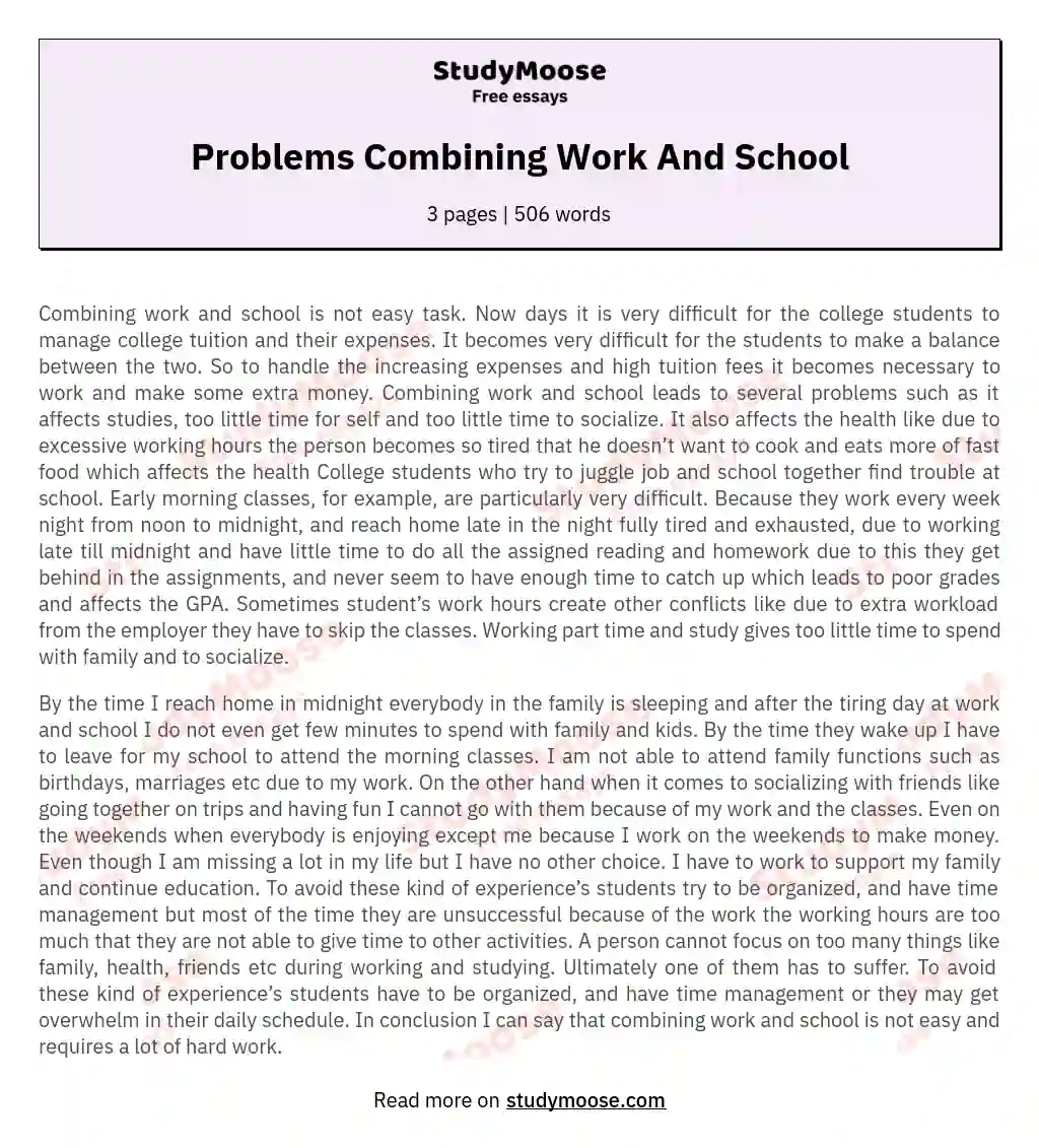 Problems Combining Work And School