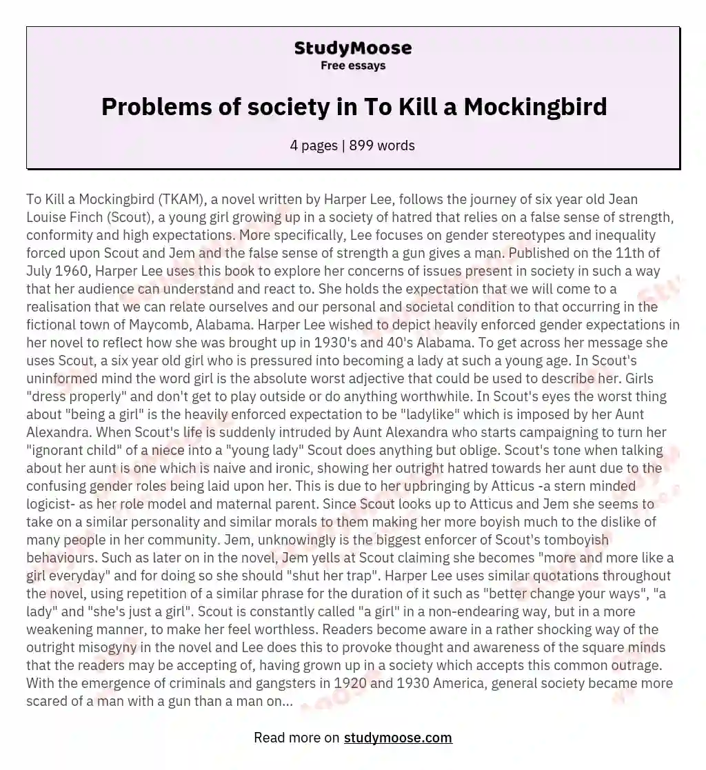 Problems of society in To Kill a Mockingbird