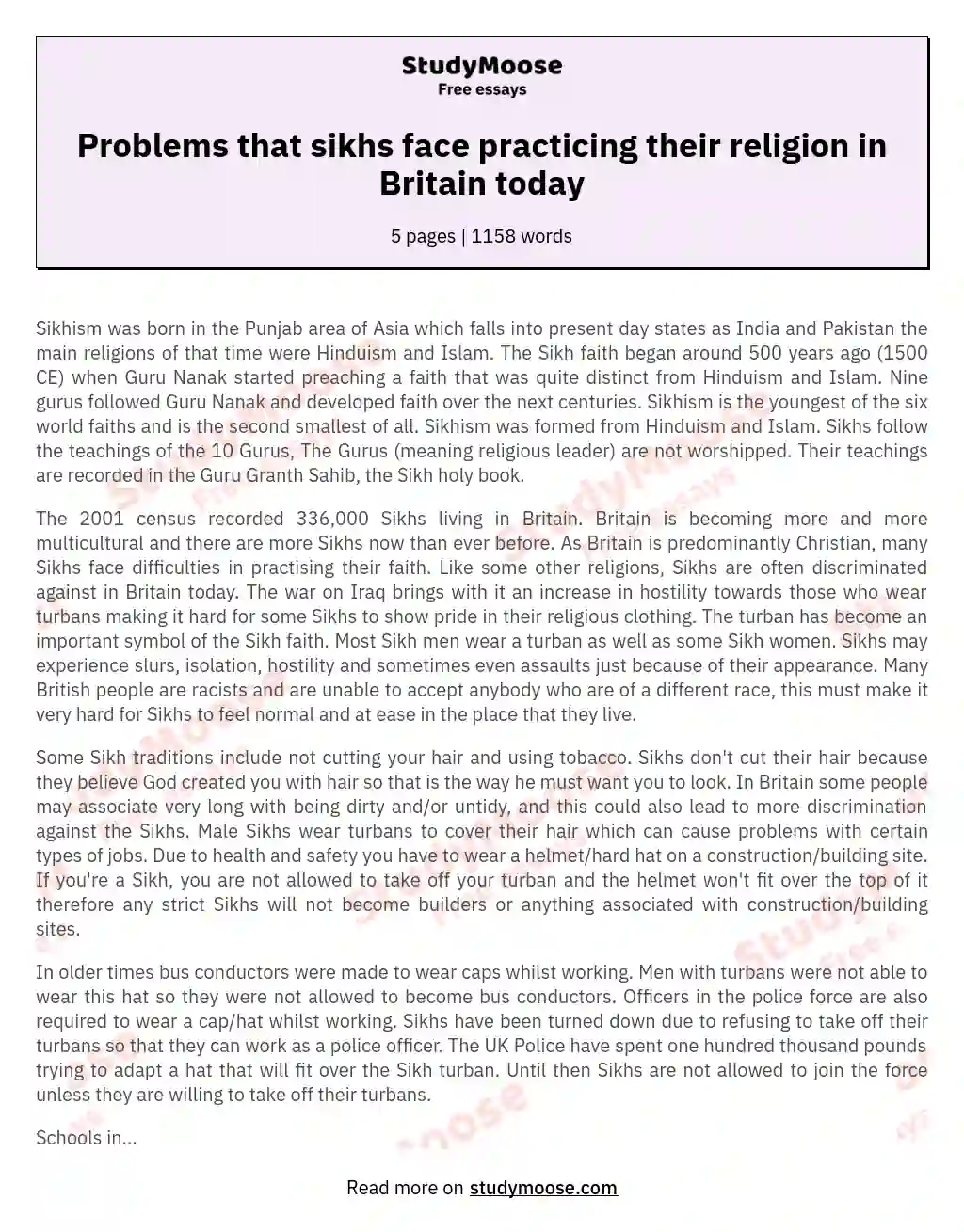 Problems that sikhs face practicing their religion in Britain today