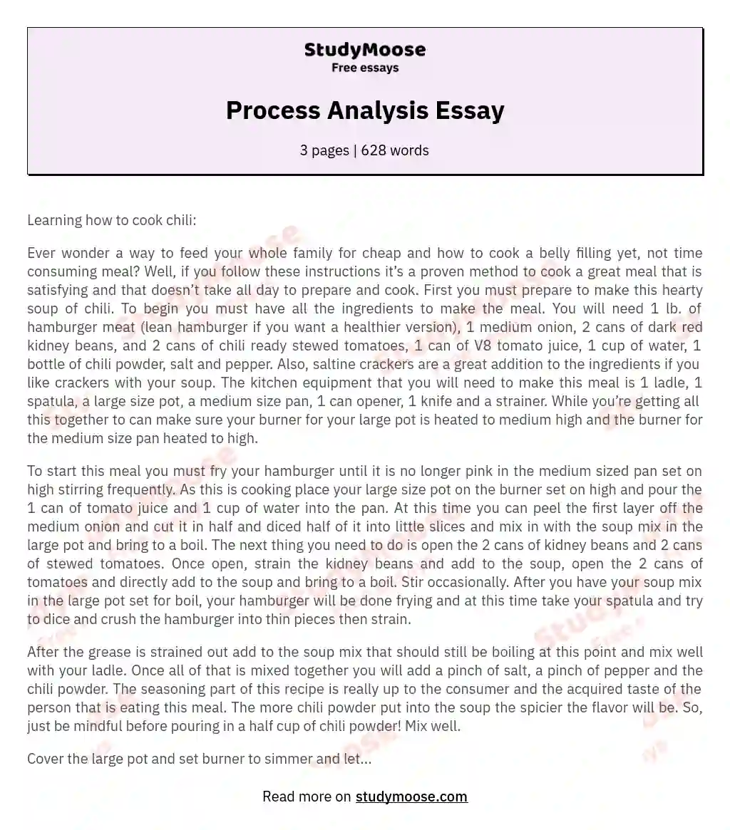 Process Analysis Essay essay