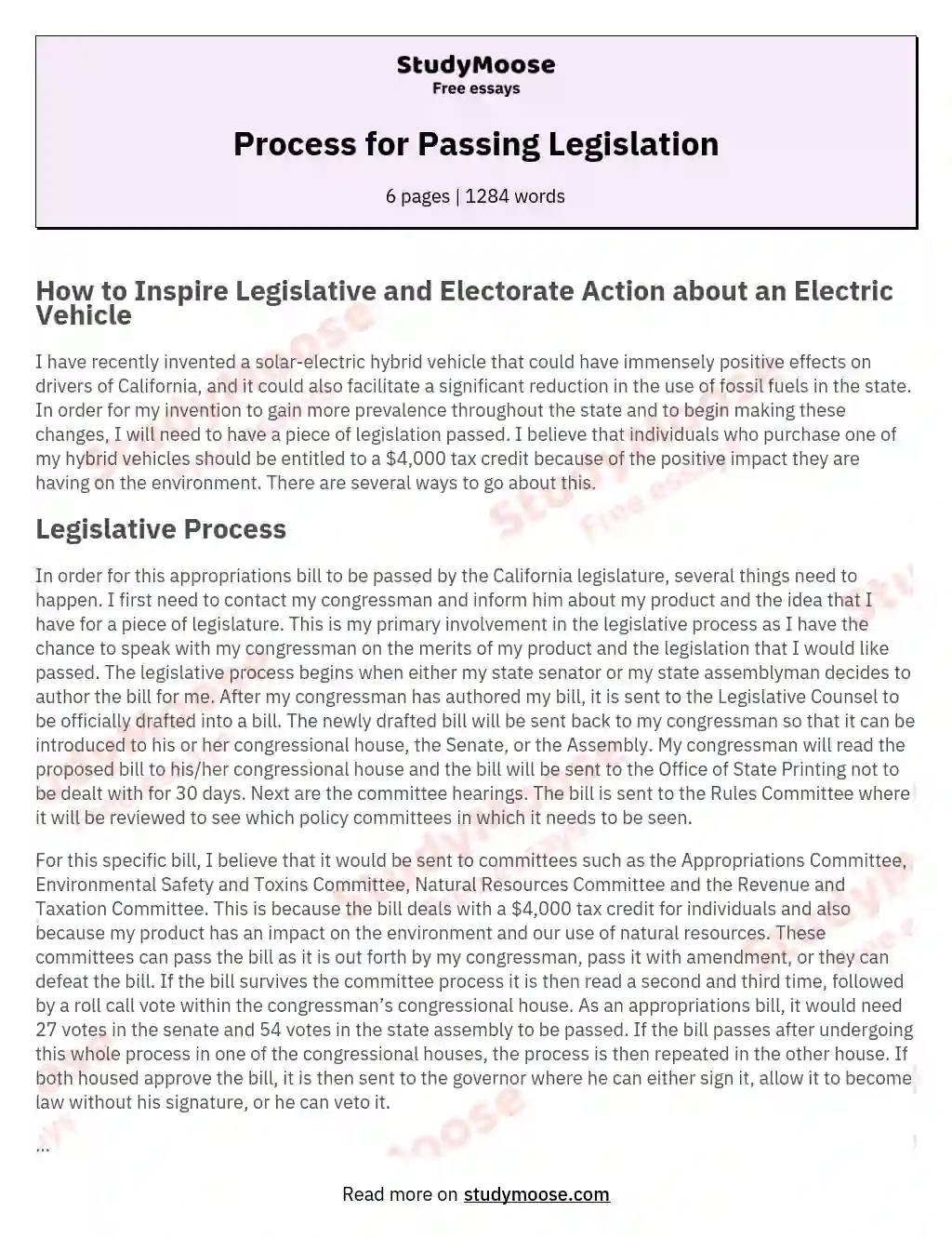 Process for Passing Legislation