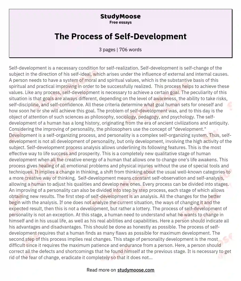 self development essay brainly