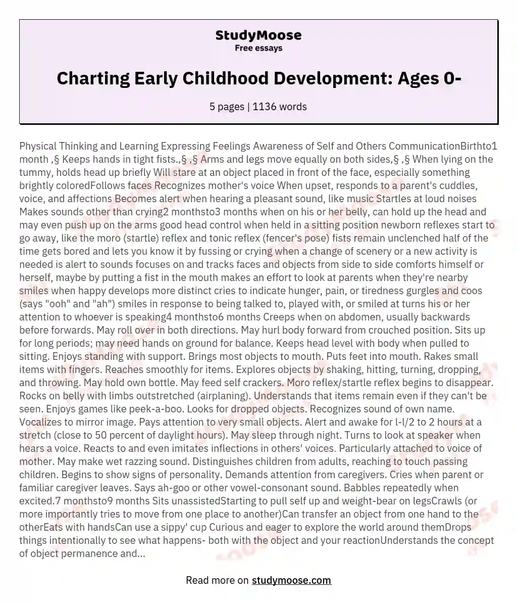 Charting Early Childhood Development: Ages 0- essay