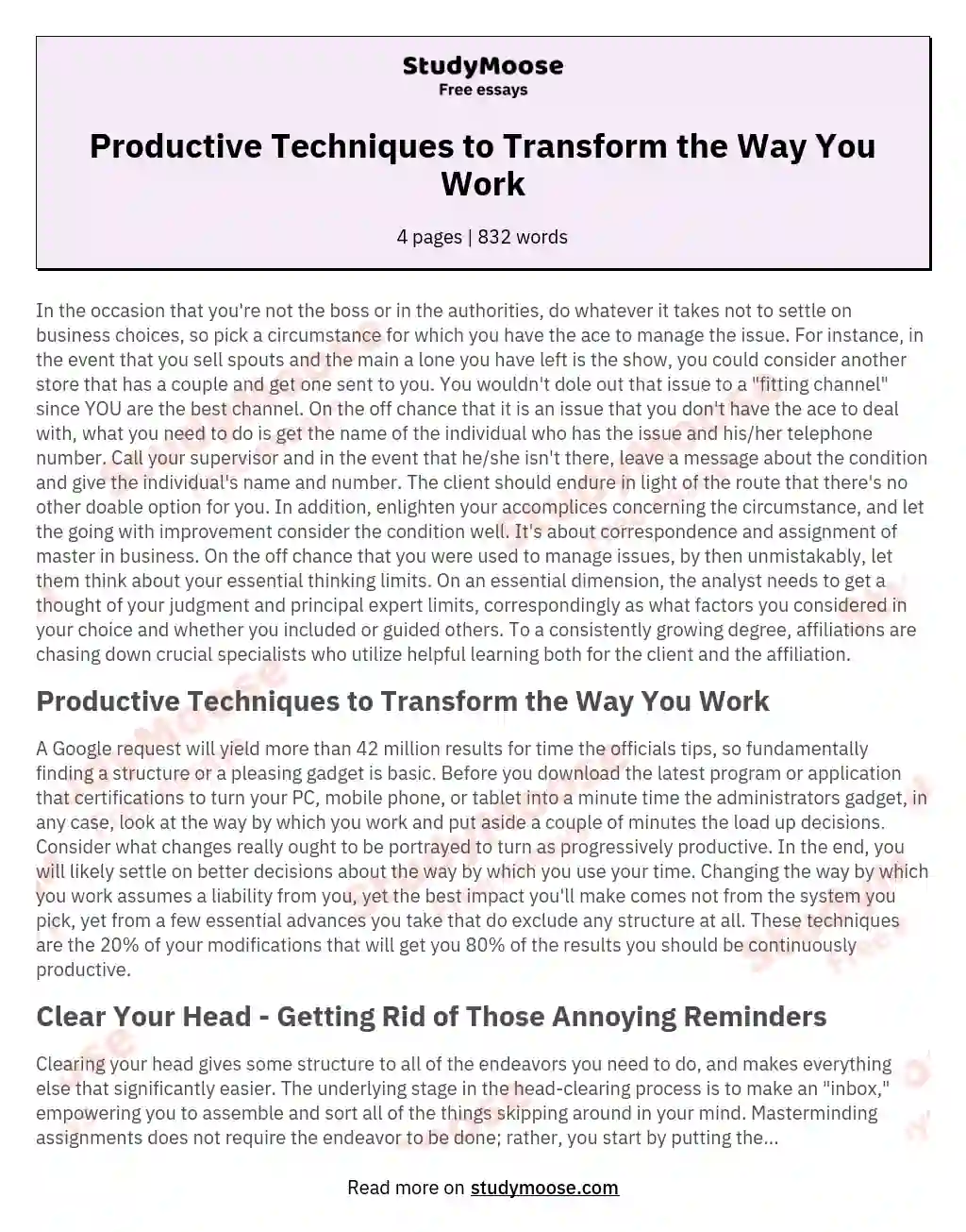 Productive Techniques to Transform the Way You Work