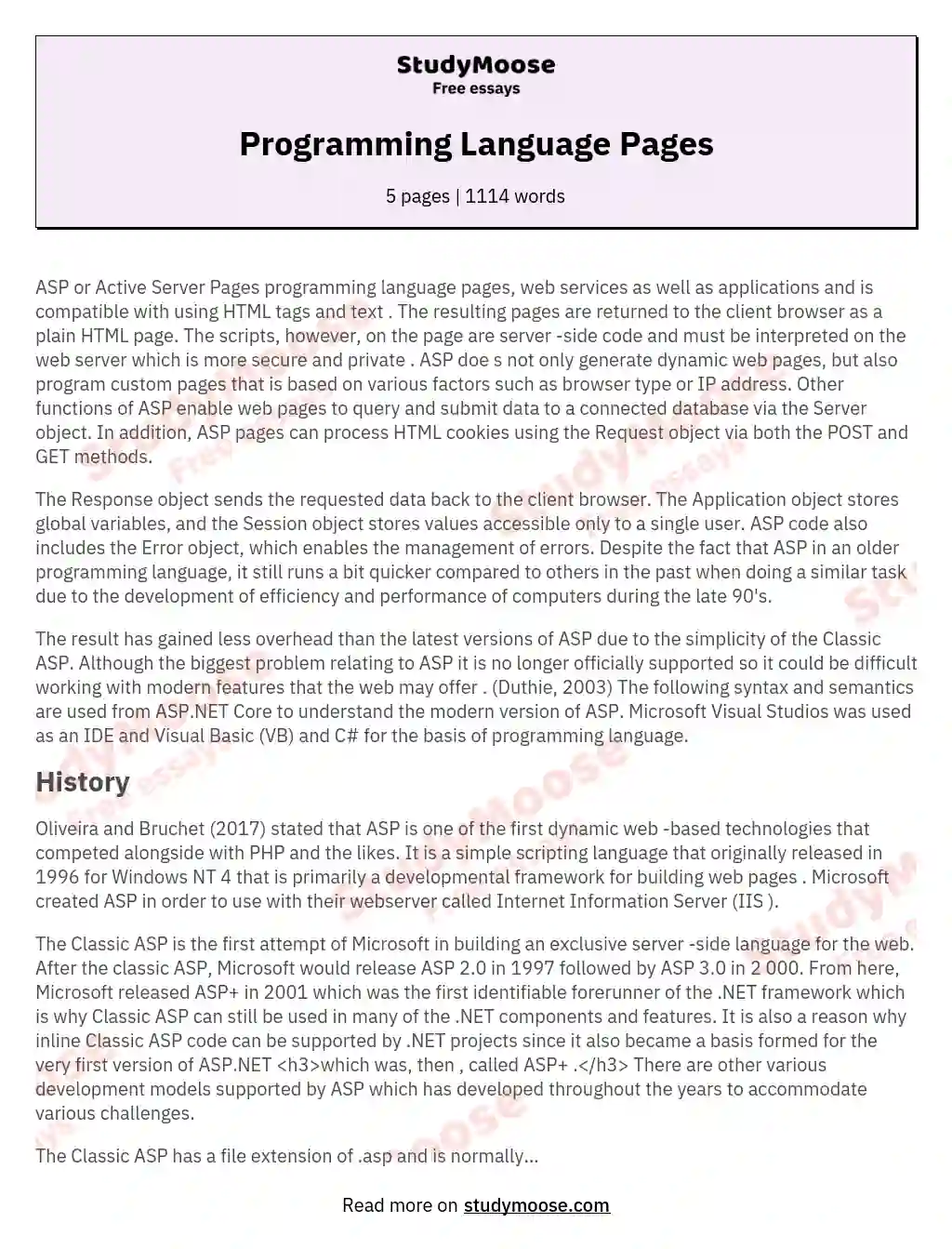 Programming Language Pages essay