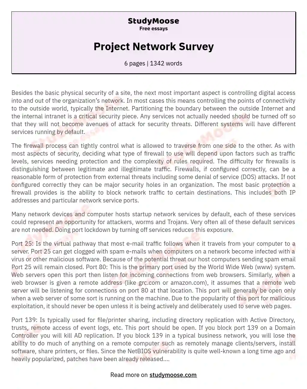 Project Network Survey