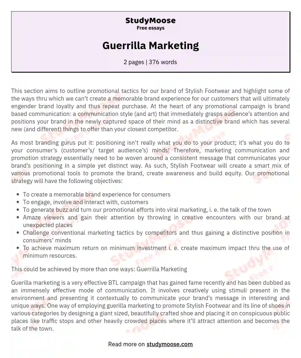 Guerrilla Marketing essay