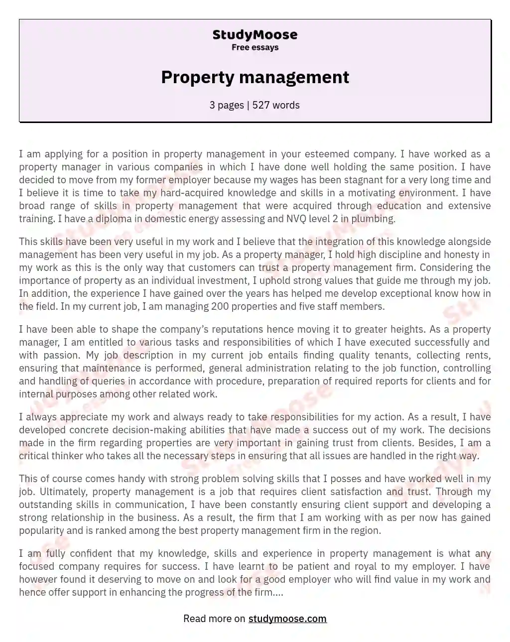 Property management essay