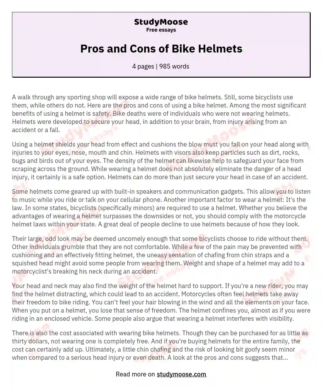 Pros and Cons of Bike Helmets
