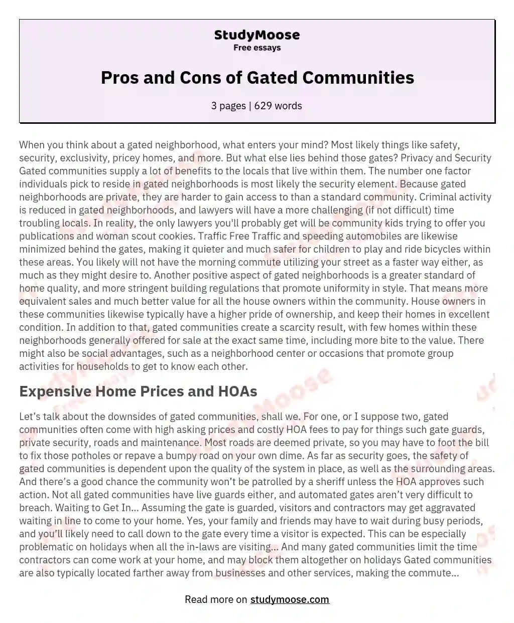 Pros and Cons of Gated Communities