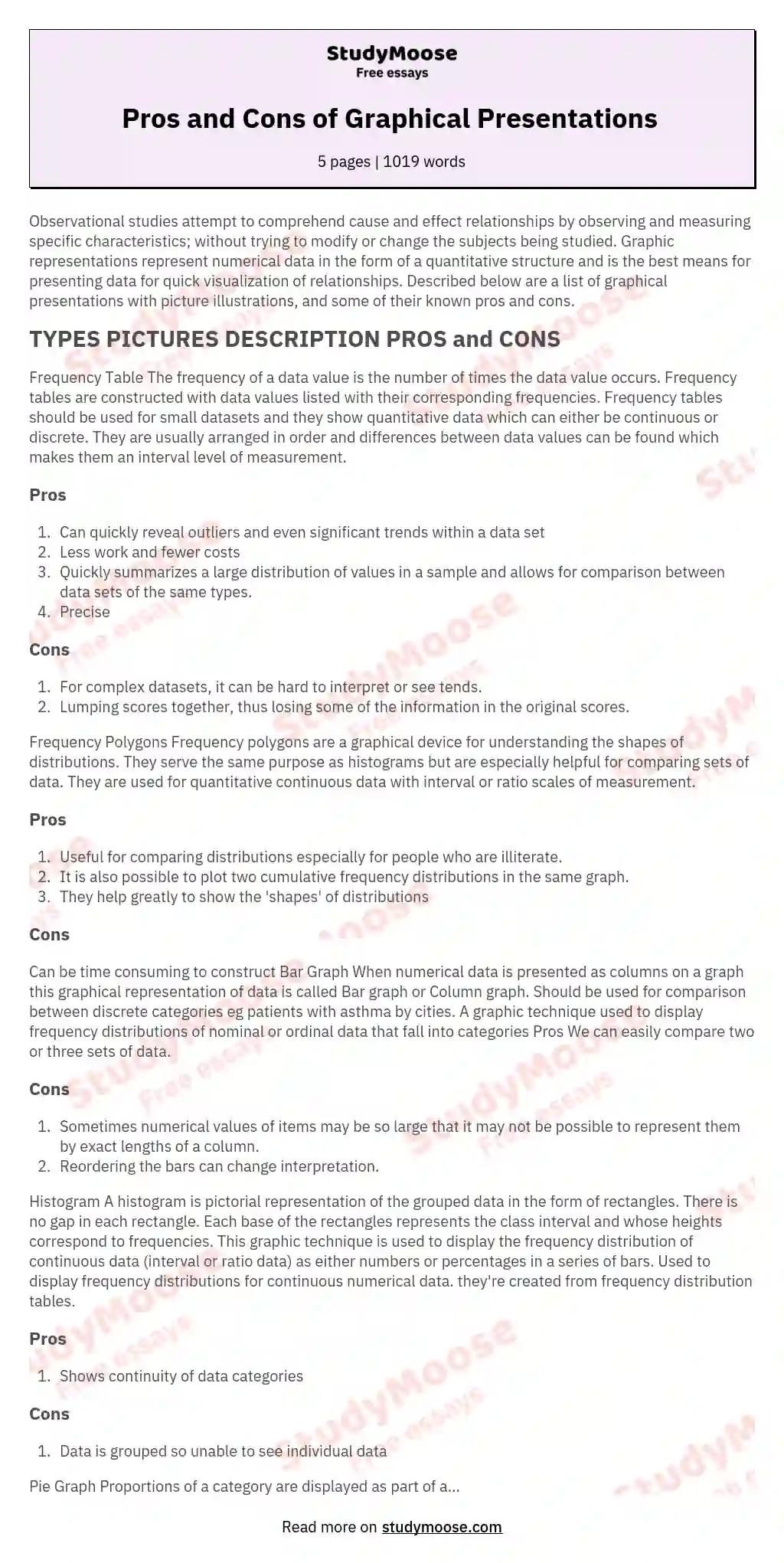 Pros and Cons of Graphical Presentations  essay