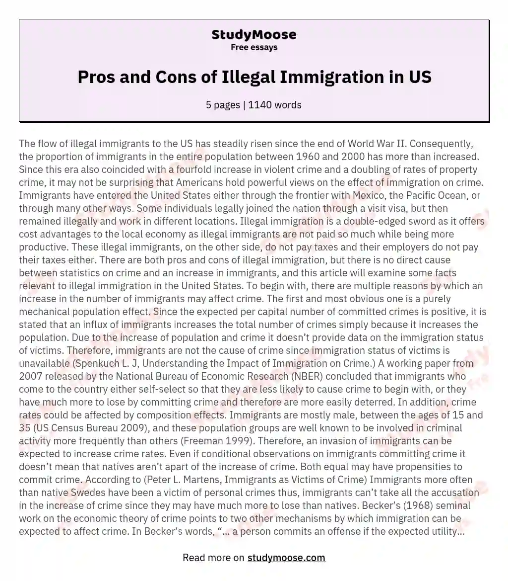 Pros and Cons of Illegal Immigration in US