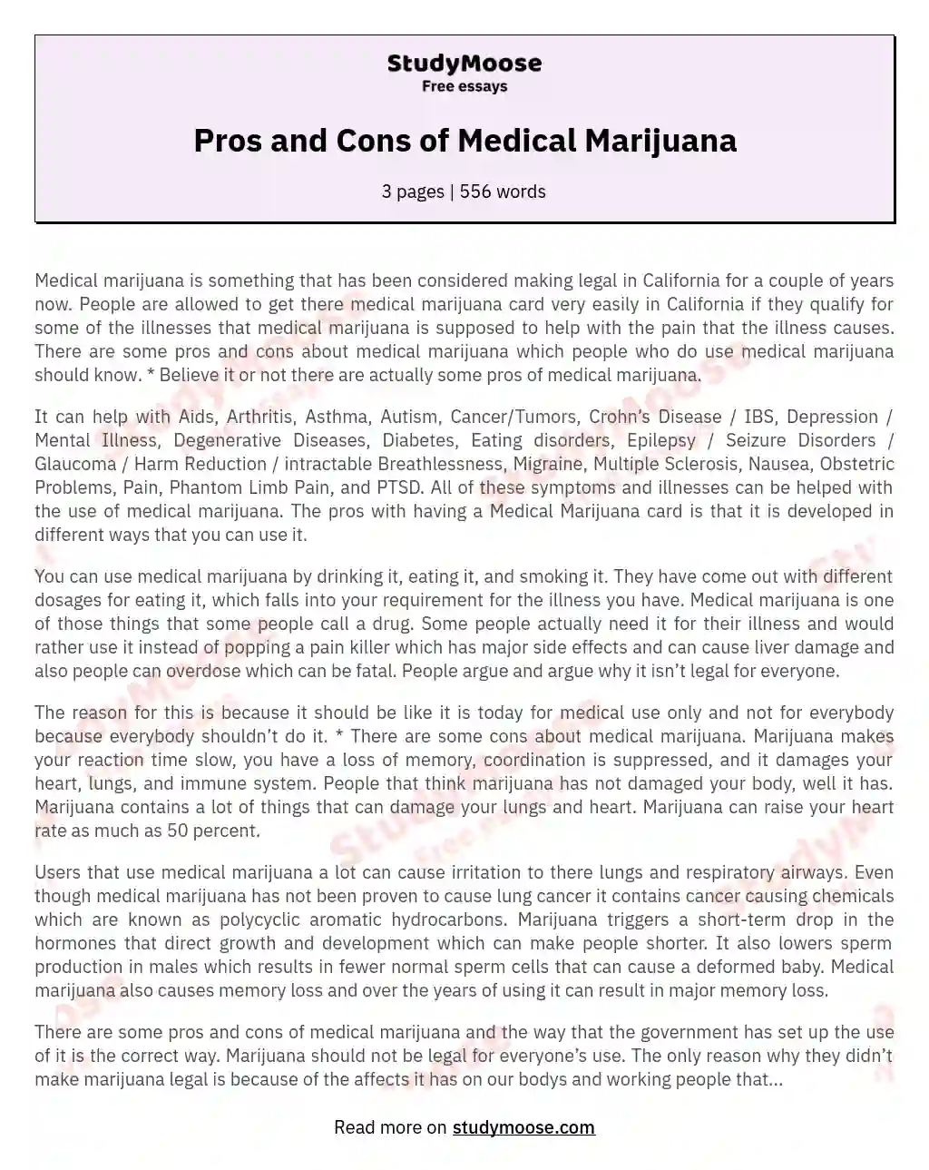 Pros and Cons of Medical Marijuana