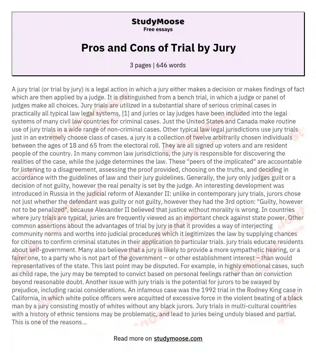 Pros and Cons of Trial by Jury