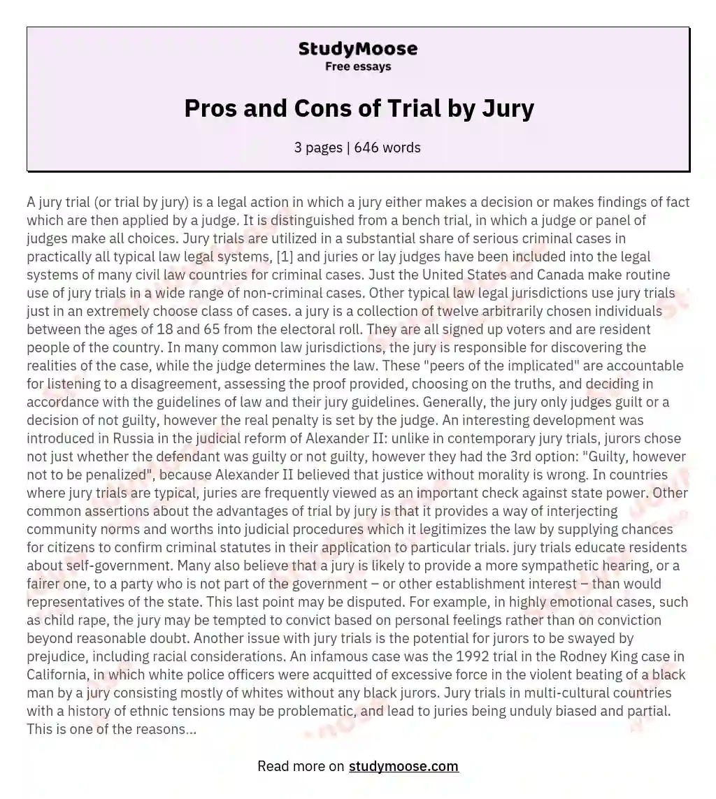 media trial pros and cons essay