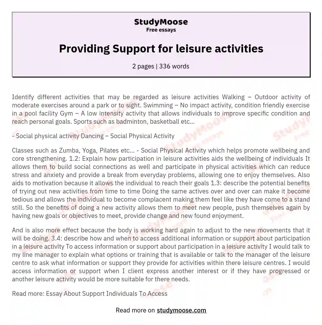 essay about support
