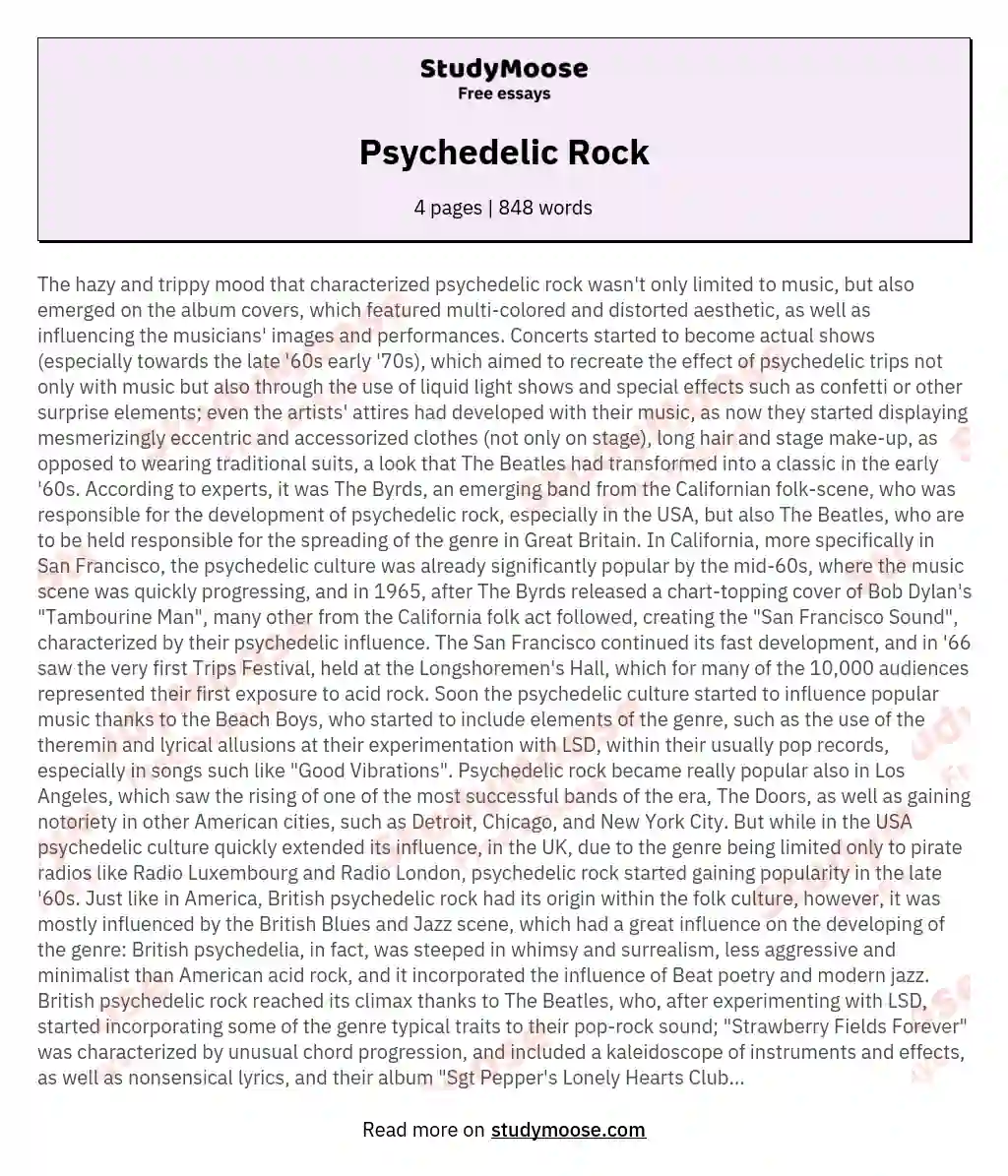 Psychedelic Rock essay