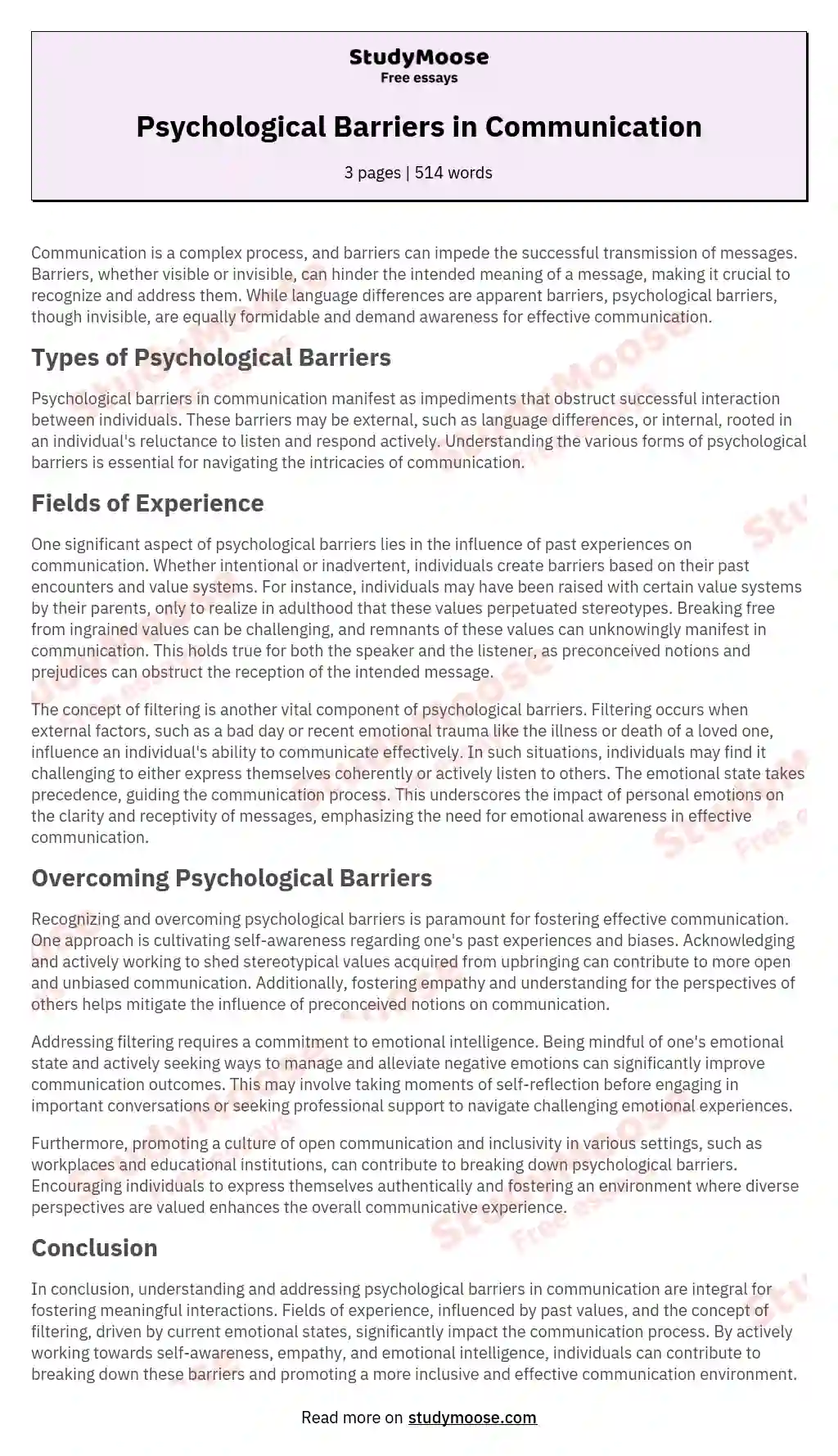 examples of mental barriers