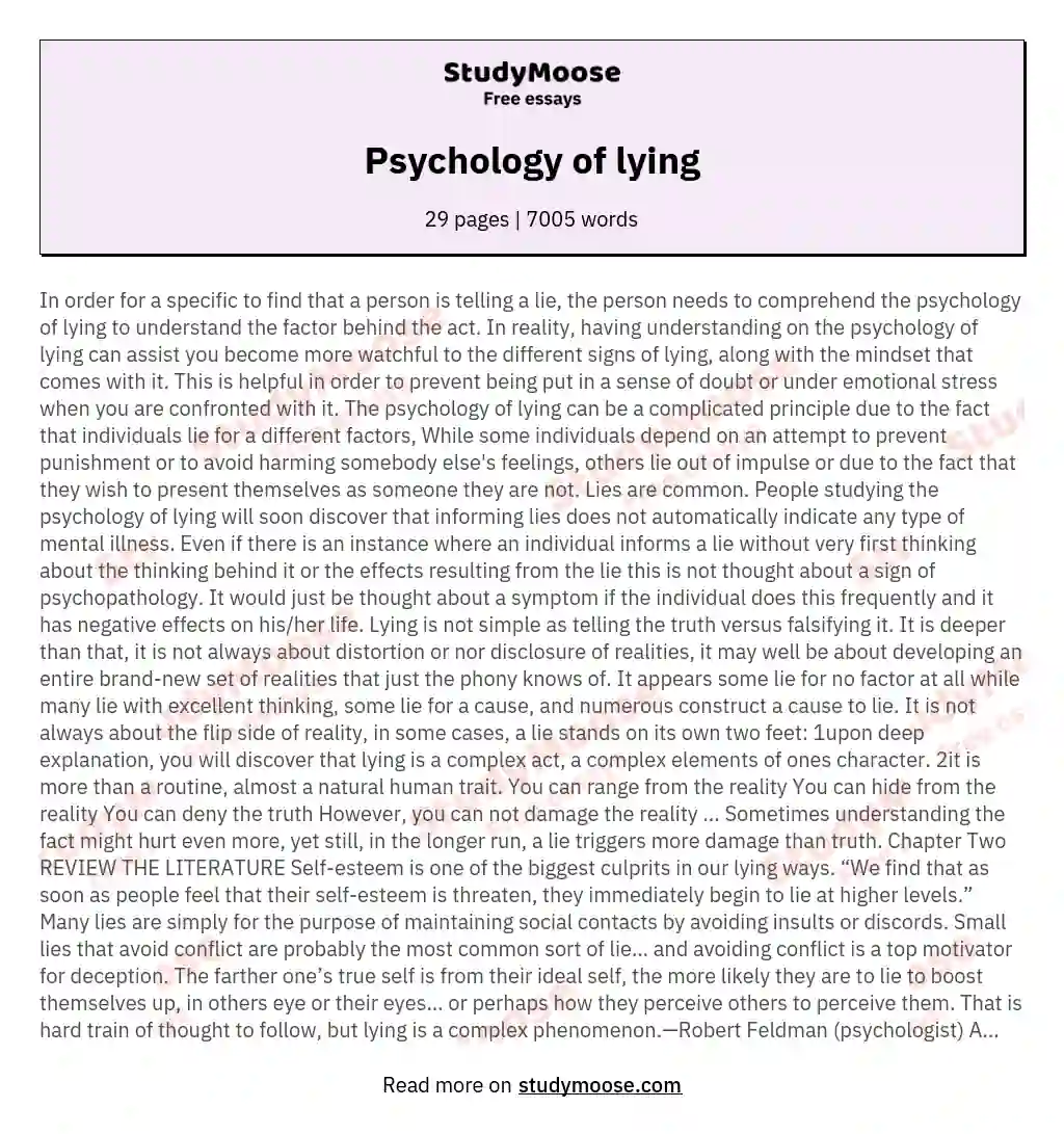 Psychology of lying