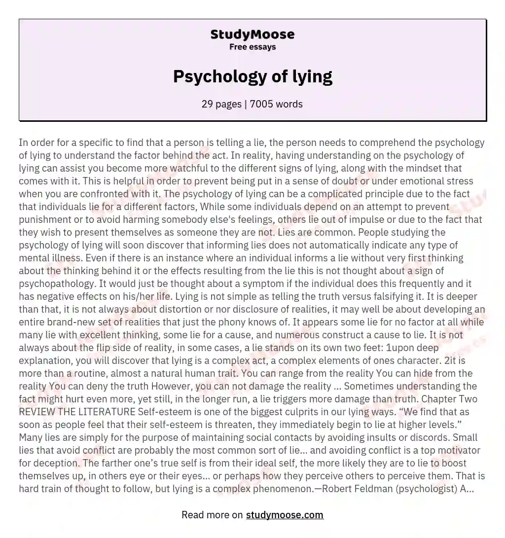 causes and effects of lying essay