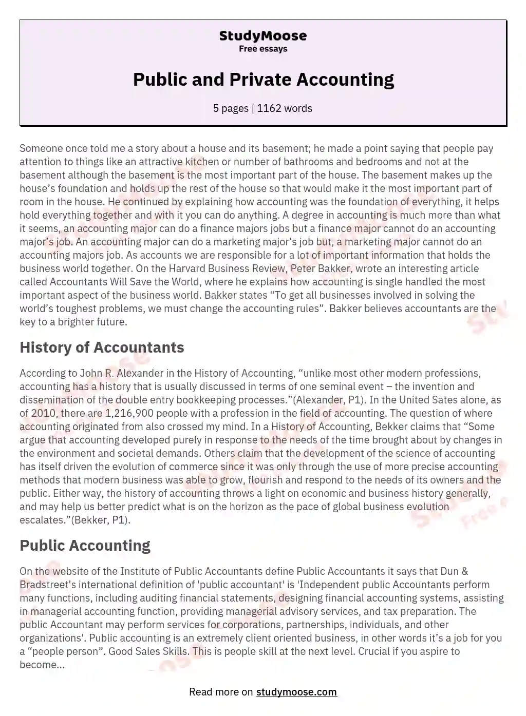 Public and Private Accounting essay