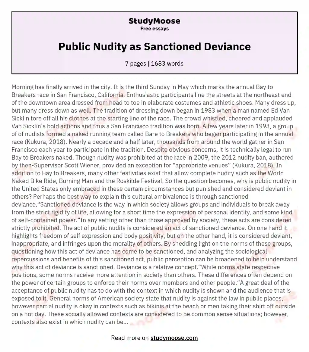 Public Nudity as Sanctioned Deviance essay