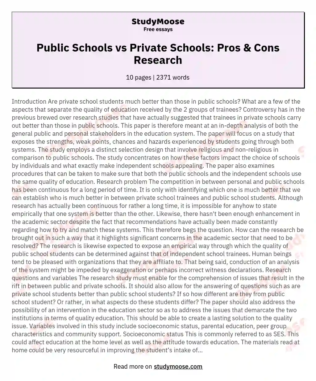 write an argumentative essay on the topic private school is better than public school