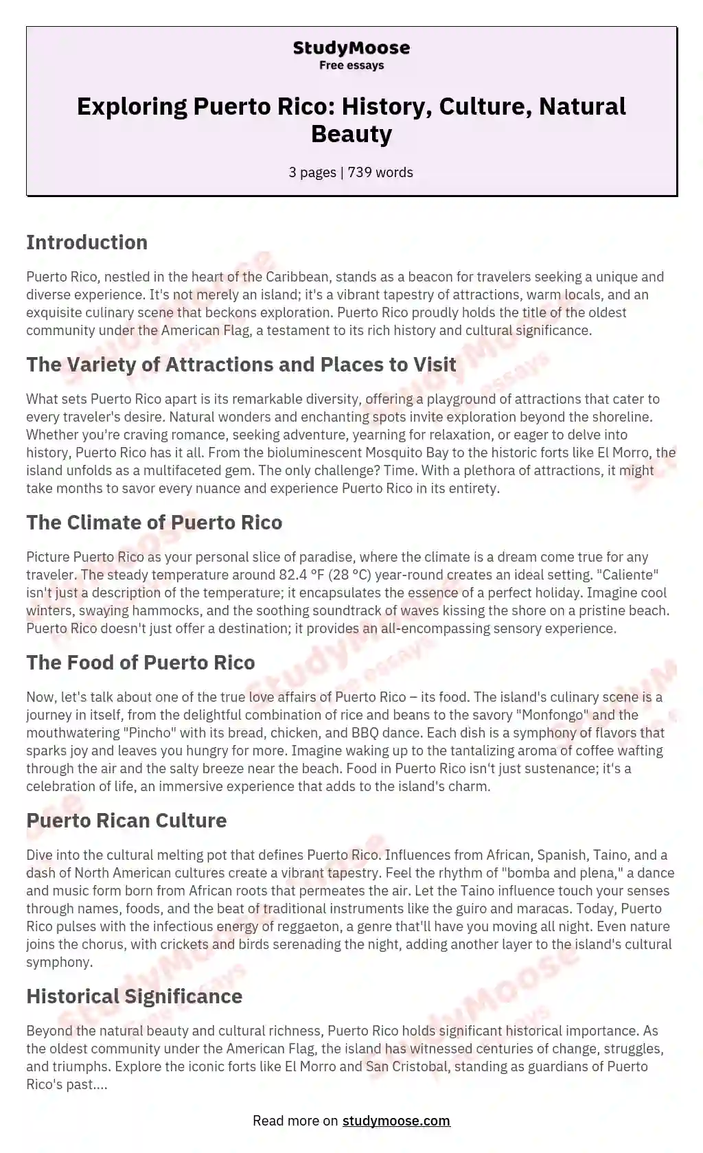 Puerto Rico Perfect for Vacations