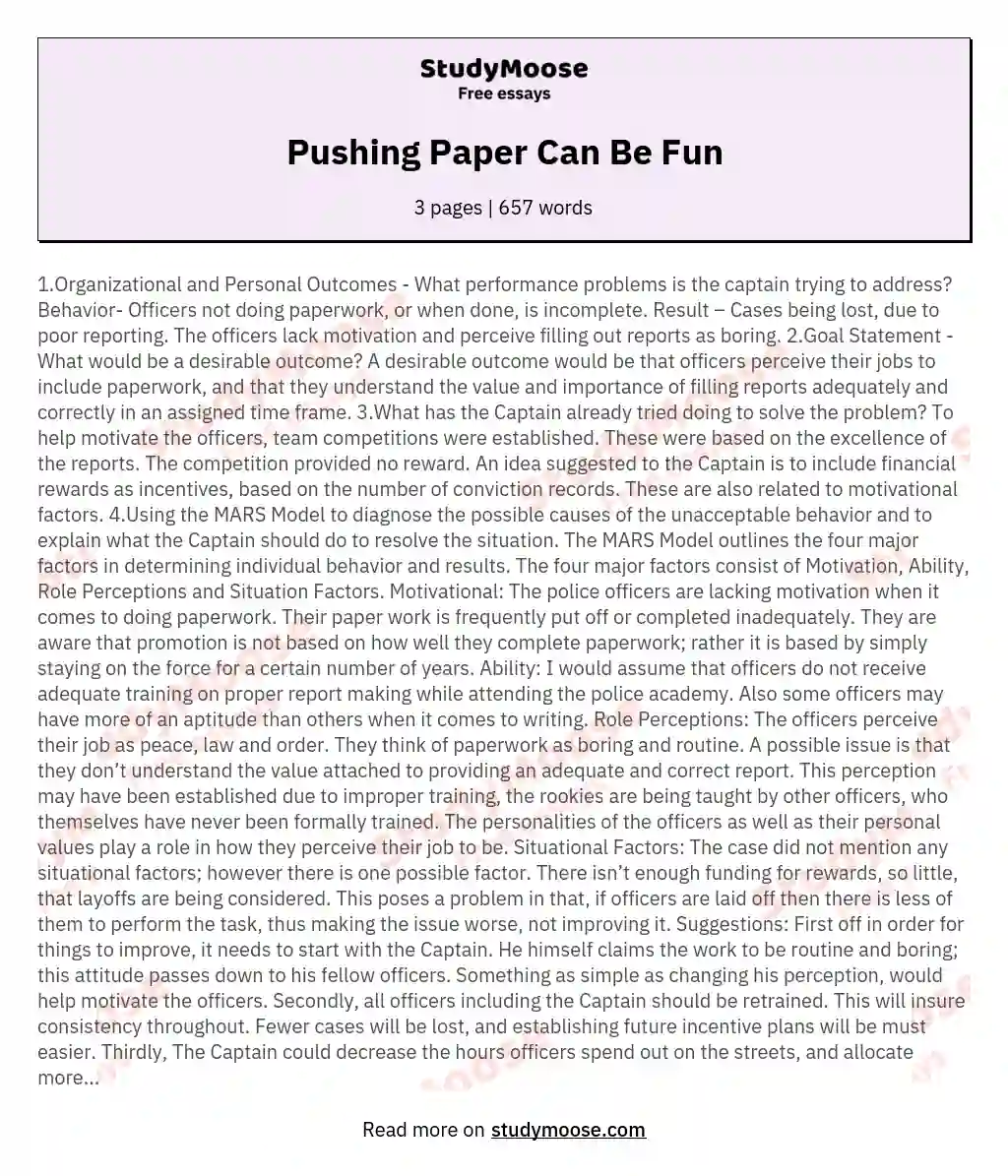 Pushing Paper Can Be Fun essay