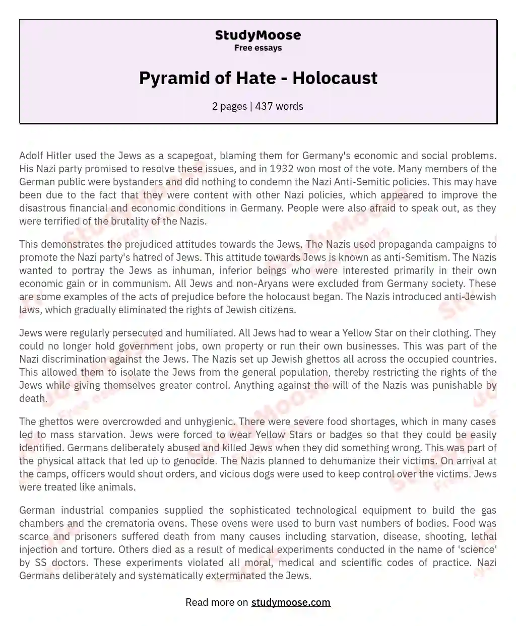 Pyramid of Hate - Holocaust