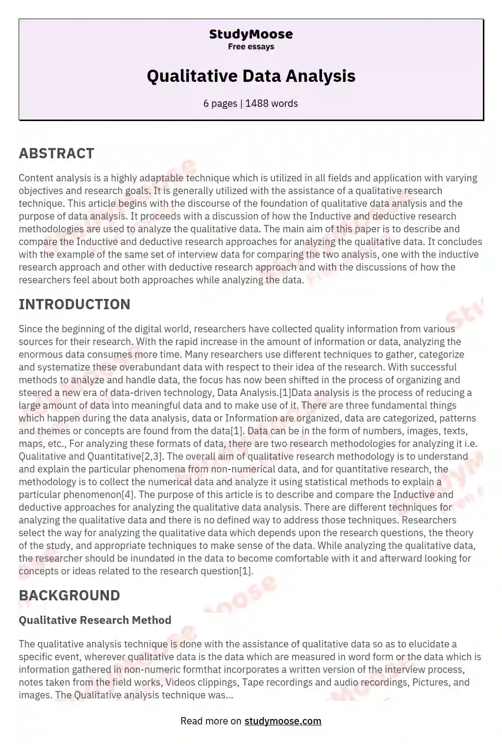 example of data analysis in research paper qualitative