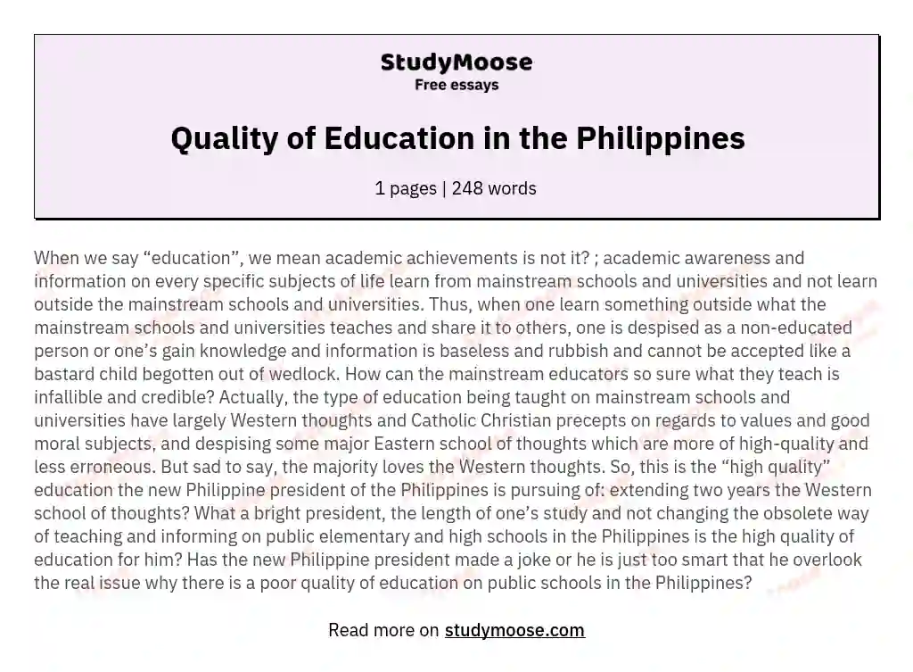 education in the philippines essay